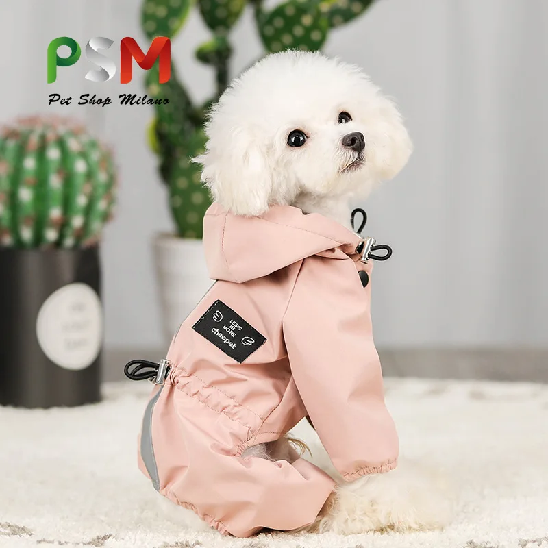 

PSM Pet Dog Clothing Rainproof Breathable Reflective Clothing Four-legged Raincoat Small Medium-sized Cat Dog Sports Raincoat