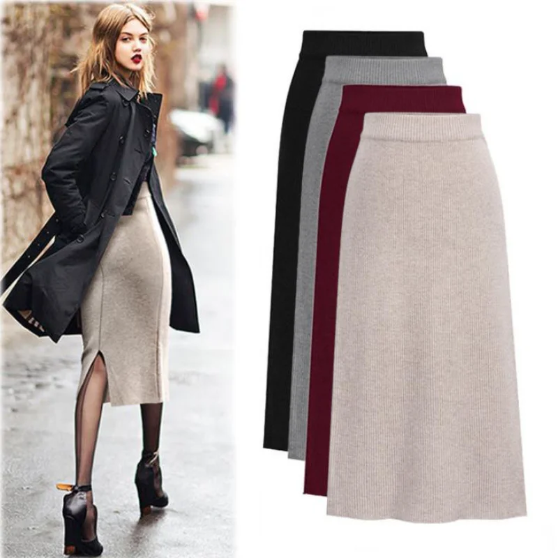 2022 New Women Skirt Mini Bodycon Skirt Office Women Slim Knee Length High Waist Stretch Sexy Pencil Skirts Jupe Femme