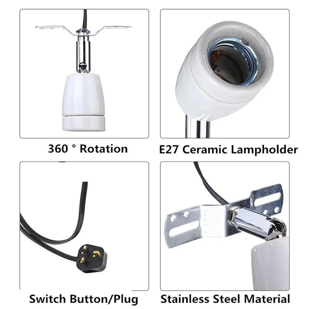 

Reptile Pet Heating Lamp Rotatable Smooth Light Socket Bulb Holder