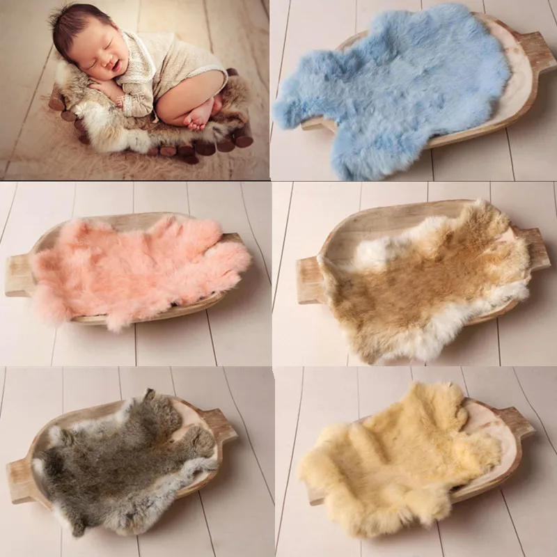 ❤️Newborn Photography Props Accessories Soft Rabbit Fur Blanket Studio Baby photo Shoot Decoration Bucket Basket Cushion Filler