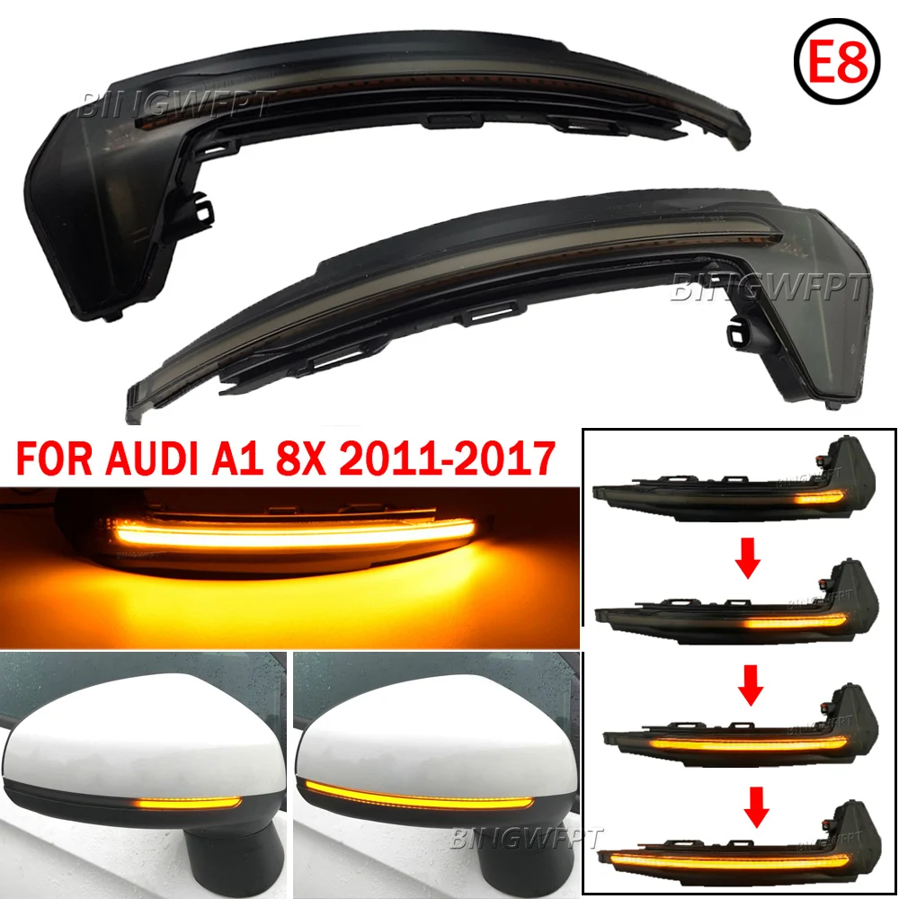 

2x Side Wing Rearview Mirror Sequential Indicator Yellow Blue LED Turn Signal Light For Audi A1 8X 2011-2018 Dynamic Blinker