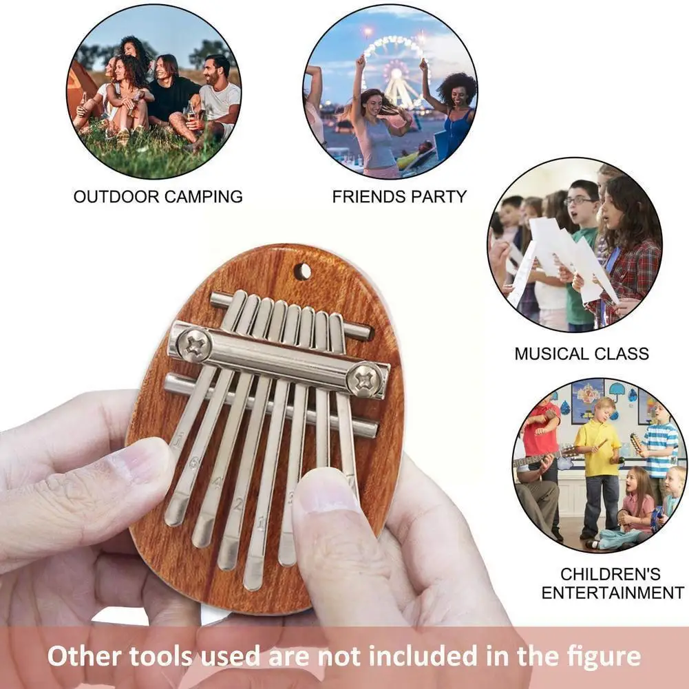 

8 Key Mini Kalimba Thumb Piano Wooden Small Wearable Musical Instrument Pendant Gift Finger Piano For Adult Kids K3F9