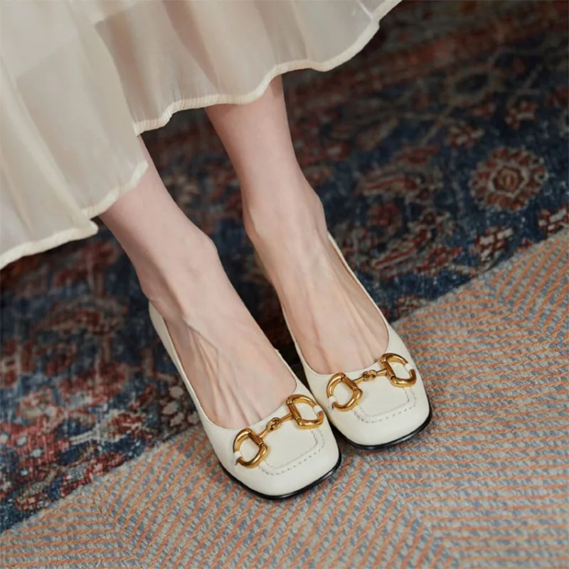 

The New Summer Edition Of 2021 Women's Pure Color High-Heeled Shoes With Horseback Buckle Casual Fashion And All-Match Women's s