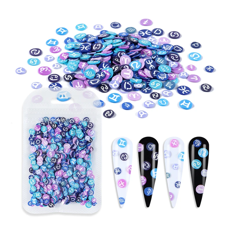 12 созвездий искусство ногтей украшения мягкая глина хлопья знаки зодиака гель