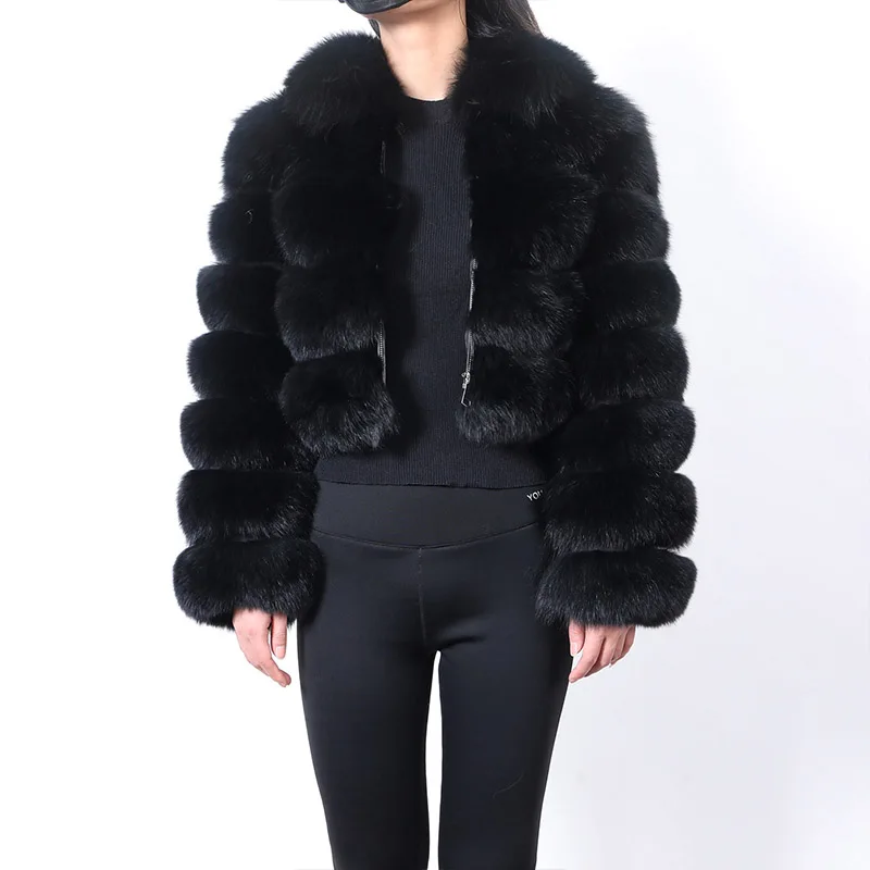 Fox Fur Coat 37-40-50cm Winter Woman Natural Fur Coat Real Fox Fur Warm Fashion Sleeves Length 55-60cm Super Hot Jacket enlarge