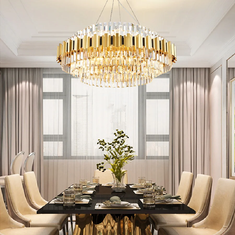 

Luxury LED Light Fixture Modern Suspension Upscale Lustre Crystal Chandelier 2022 Home Appliance Home Decor