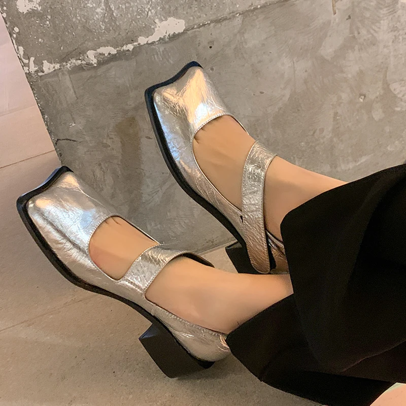 

Женские туфли из натуральной воловьей и свиной кожи, туфли-лодочки с квадратным носком и пряжкой на квадратном каблуке длиной 22-25 см, новинка 2023