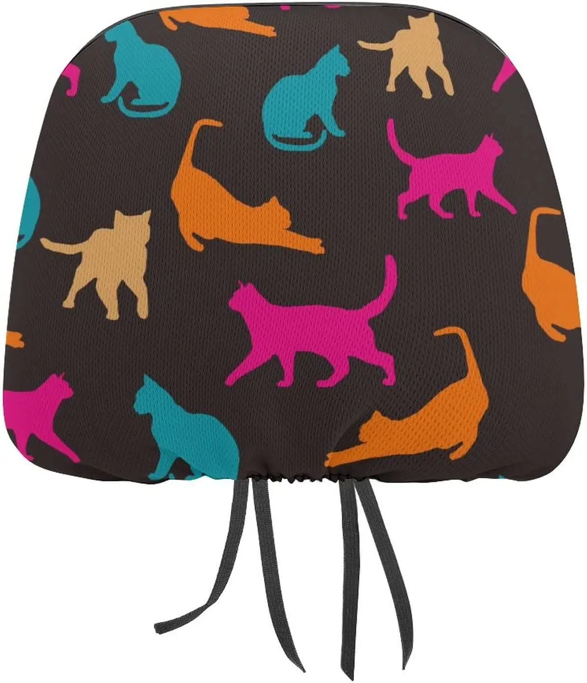 

Colorful Cats Silhouette Funny Cover for Car Seat Headrest Protector Covers Print Interior Accessories Decorative