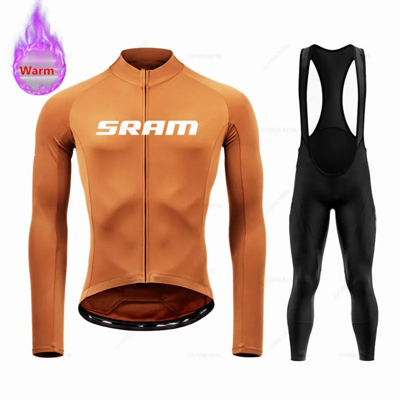 Sram Team Ropa Ciclismo теплая зимняя термофлисовая одежда для велоспорта 2024 мужской