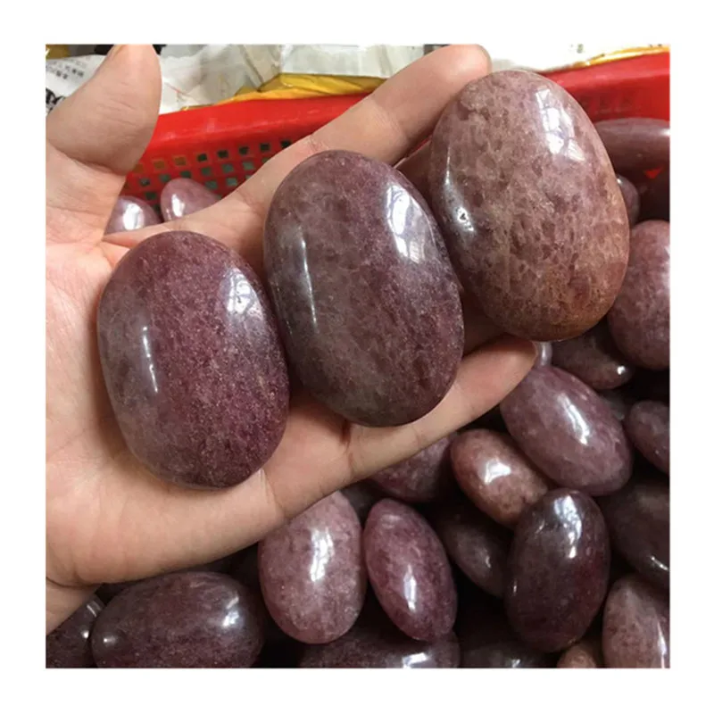 

Natural Polished Strawberry Quartz Palm Crystal Healing Stones For Decoration