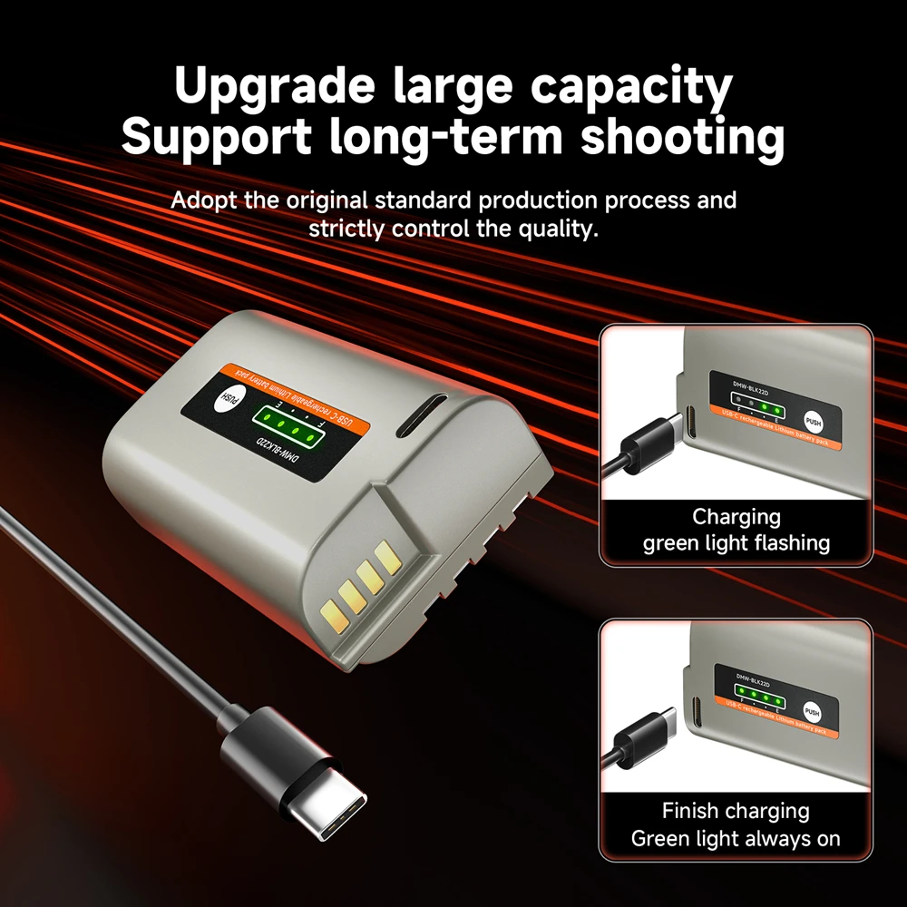 Аккумулятор DMW BLK22 DMW-BLK22 2500 мАч + кабель для быстрой зарядки Type-C Panasonic LUMIX S5 II IIX DC-S5