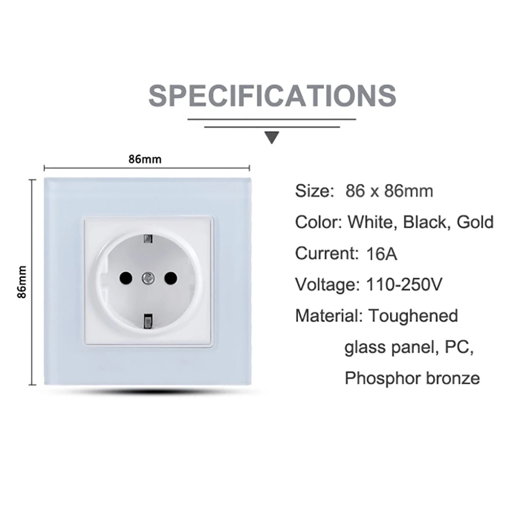 Настенные розетки для электрической панели из закаленного стекла