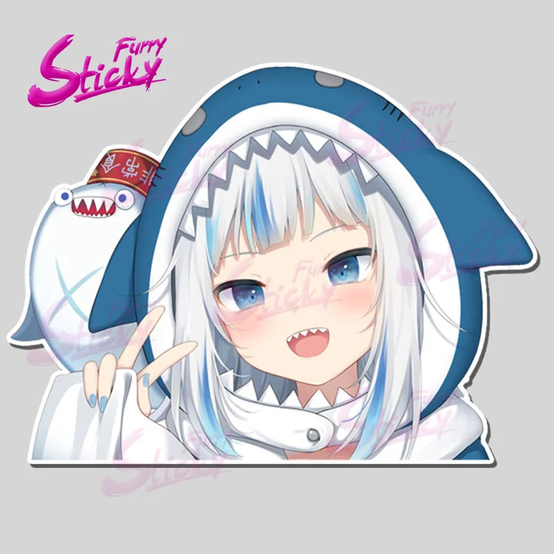 

Наклейка на багажник, пушистая, в виде акулы, девочки, аниме, аксессуары для автомобиля