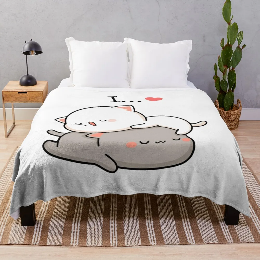 

Cat peach and goma sleeping Throw Blanket Throw Rug