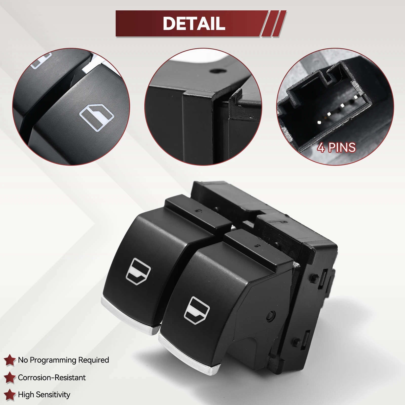 Кнопка переключателя управления окном для VW Eos Golf MK5 MK6 GTI 2 Door Scirocco Tiguan Polo 5K3 959 857 A B C