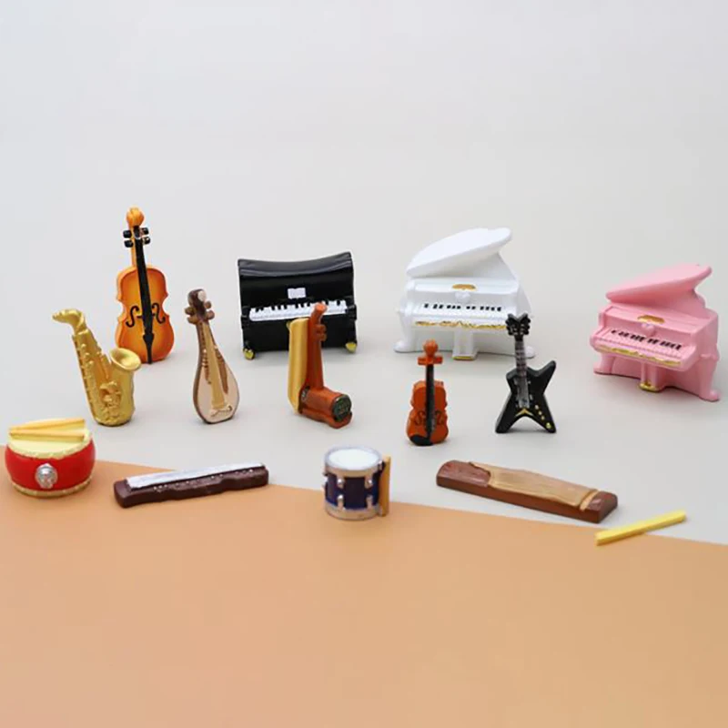 

2pcs 1:12 Dollhouse Miniature Musical Instruments Piano Pipa Cello Guitar Drum Chinese Style Erhu Guzheng Model Home Decor Toys