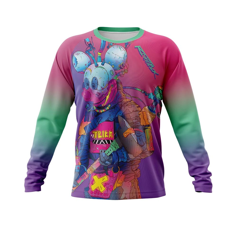 

2077 Righttrack Jersey Animal Agent Iridescent Long Sleeve T-shirt Marathon Running Clothing MTB Downhill Sports Apparel