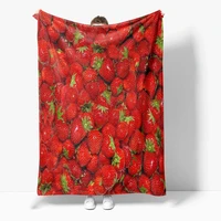 strawberry cute fruit blanket men 3d sherpa blanket double thick velvet warm super soft flannel office nap blanket sofa bedding