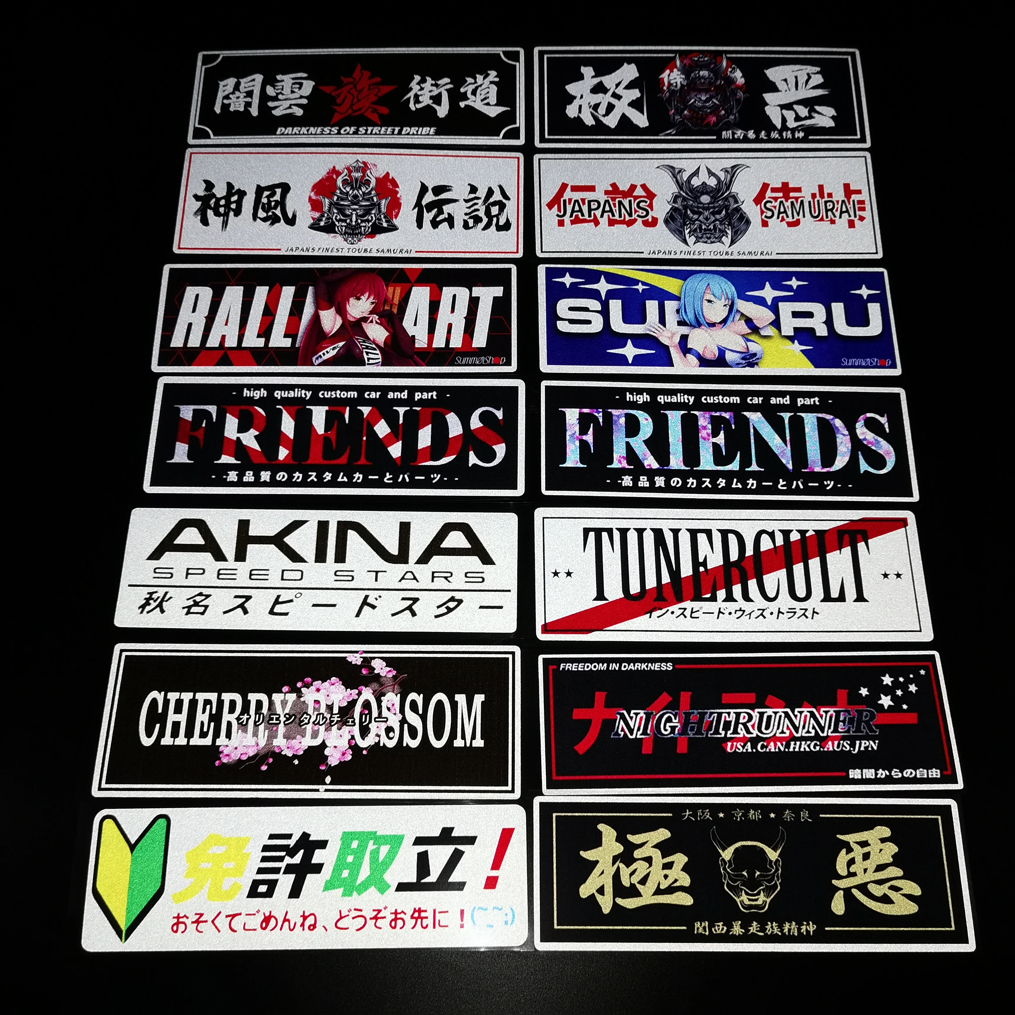 JDM светоотражающие наклейки для японские виниловые маска гоночная наклейка