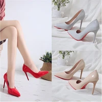 2022 hot sell classic women shoes pointed toe pumps patent leather dress high heels boat wedding zapatos mujer red wedding