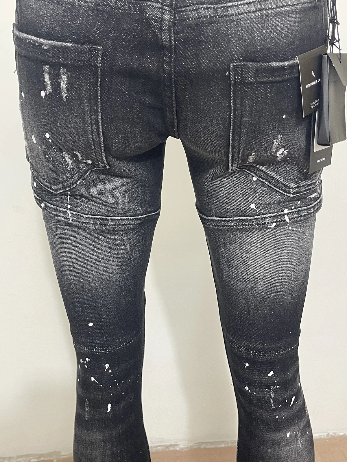 2023 spring and autumn new style D2 jeans men wash worn holes patch paint three-dimensional cut small feet black jeans man