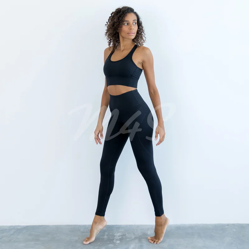 Ensemble Female Yoga Set Women Lulu Outfits Fitness 2 Pieces Workout Clothing Tracksuit Pockets Nude Leggings Gym Set Sportswear