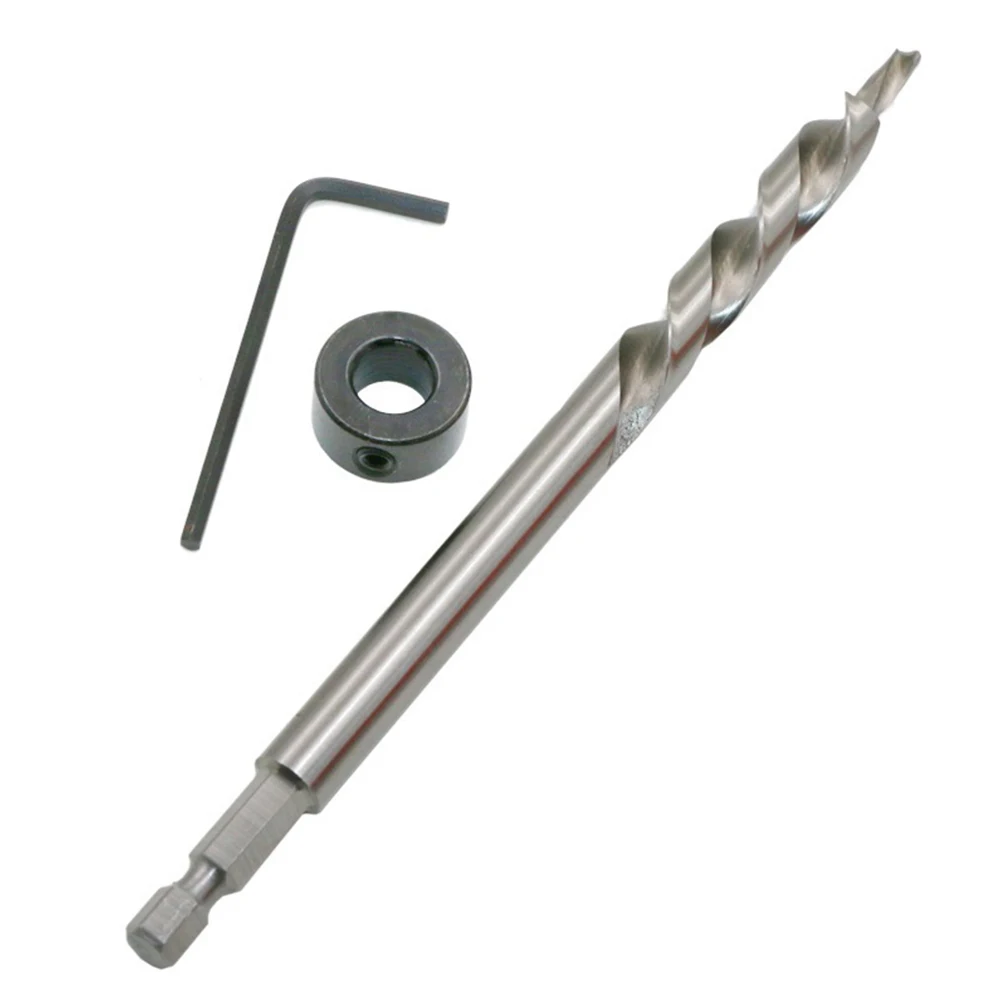

Hex Shank Pocket Hole Drill Bit 9 5mm Diameter Suitable for Woodworking Projects Includes Wrench and Limit Ring