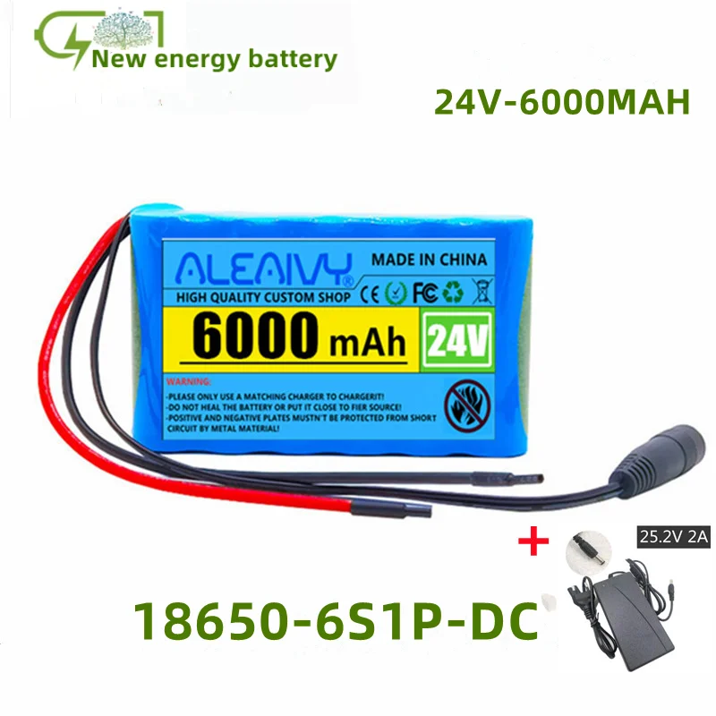 

New 24V 6Ah 25.2V 6S1P Li-Ion battery pack lithium batteries for electric motor bicycle ebike scooter toys drill with BMS