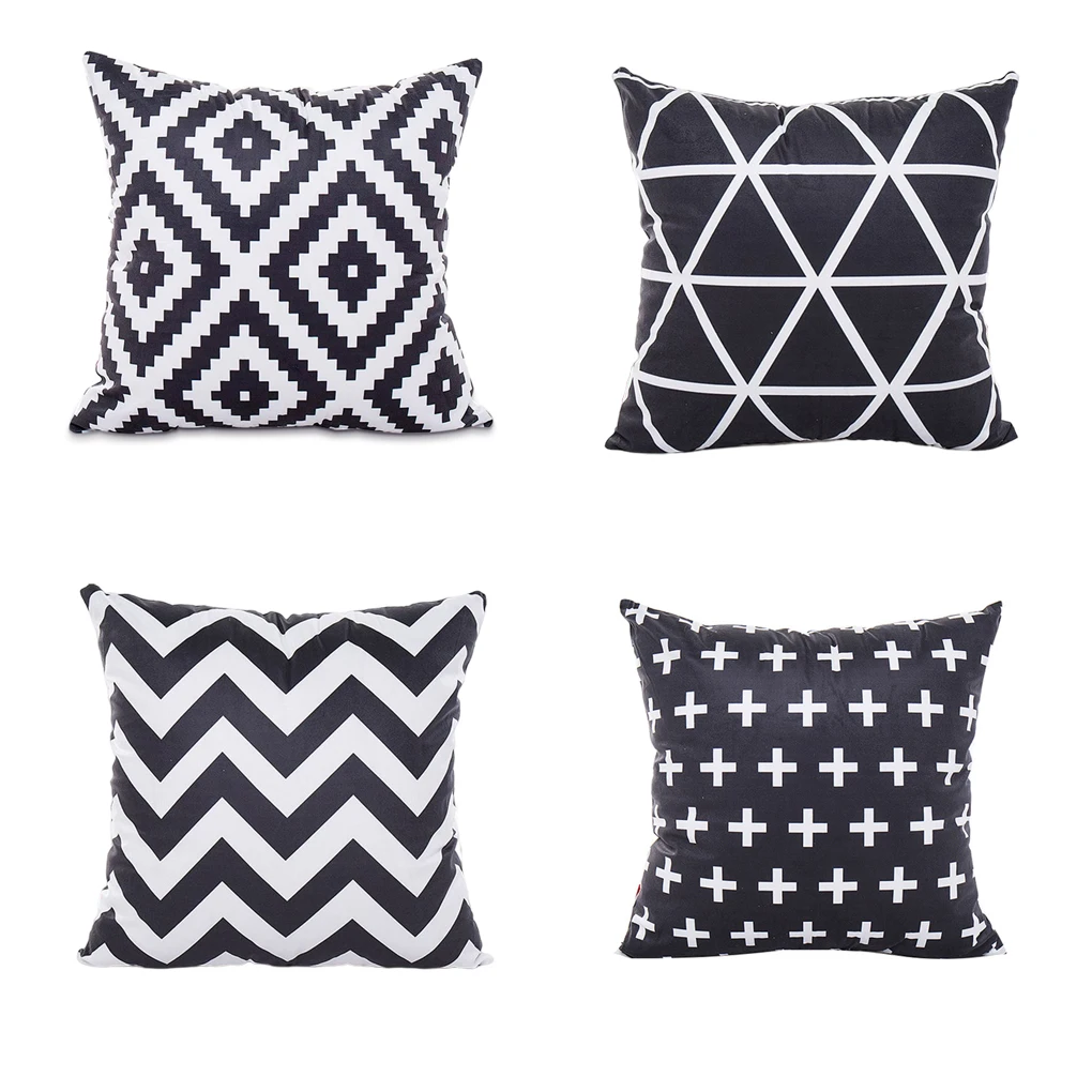 

Modern Minimalist Striped Pillow Case Geometric Pattern Cover Fashion Black White Pillowcase Sofa Supplies Style 3