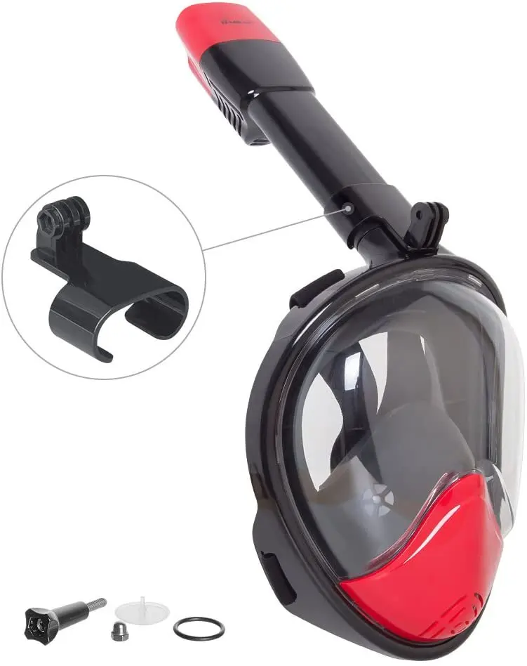 

Full Face Snorkel Mask 180 Wide Easy Breathe Compatible with Anti-Fog and Anti-Leak Design (L/XL)