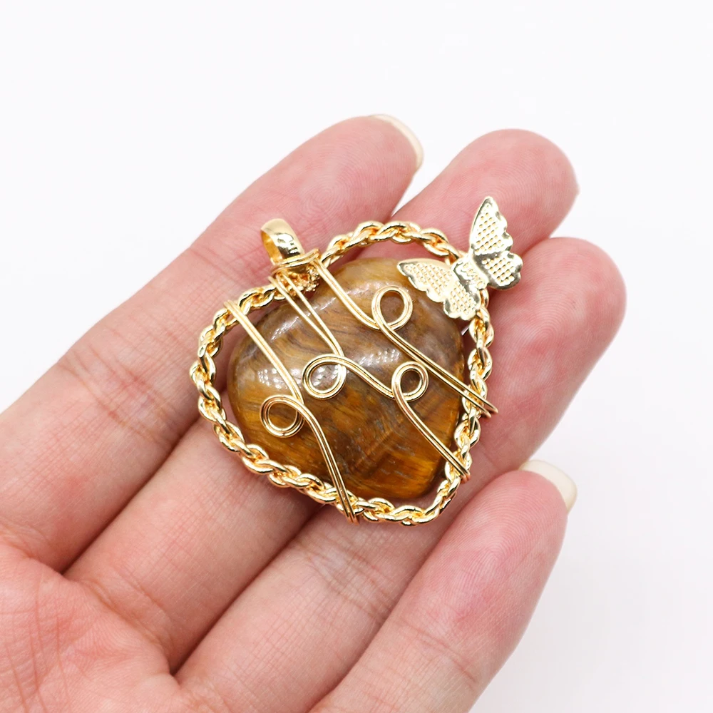 _ Металлическая подвеска в виде бабочки медная проволока обернутая черным агатом