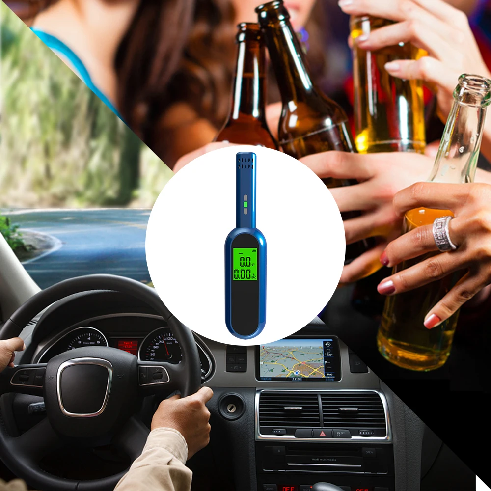 

Portable Drunk Driving Detection Gauge Rechargeable Breath Alcohol Tester LCD Digital Breathalyzer Blowing Alcohol Tester