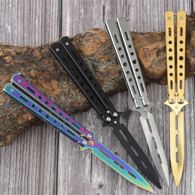 Купить Красочное звездное небо портативный нож-бабочка складной нож-бабочка расческа для волос инструмент для красоты парикмахера тренировочные ...