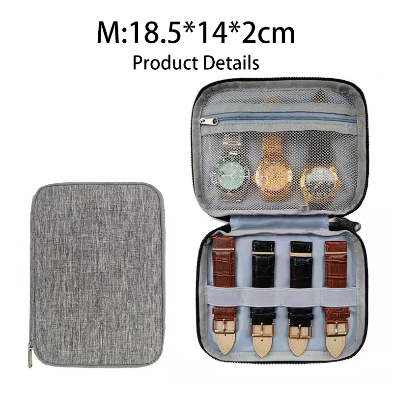 2021Multifunction Portable Watch Strap Organizer Watch Band Box Storage Bag Watchband Holder Watch Travel Case Pouch Black Gray