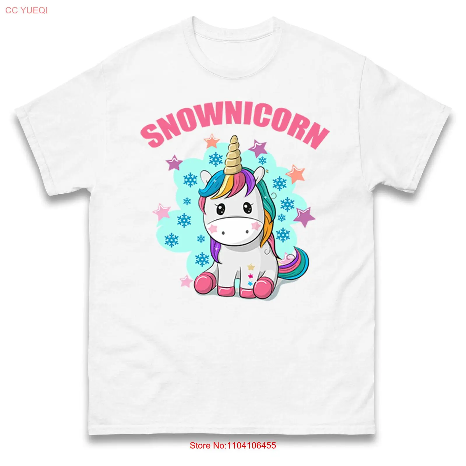 Snownicorn Christmas T Shirt Cute Unicorn with Snowflakes Tee