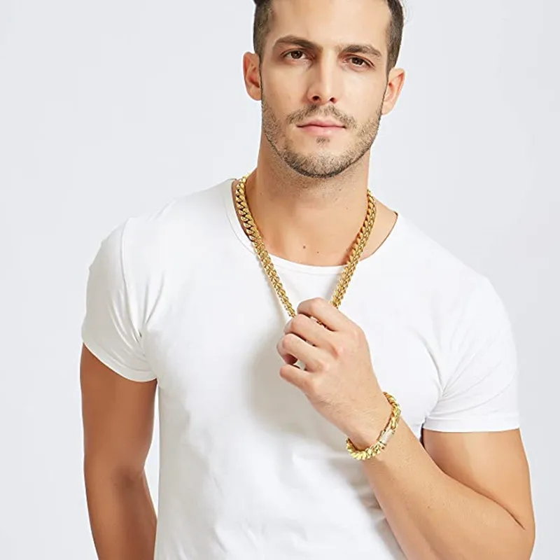 Цепочка Из Нержавеющей Стали с кубинским плетением 10 мм 7-40 дюймов