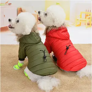 Warm Small Dog Clothes Winter Solid Color Coat Soft Fur Hood Puppy Jacket  Waist Paded Warm Outfits for Chihuahua Bichon Frise