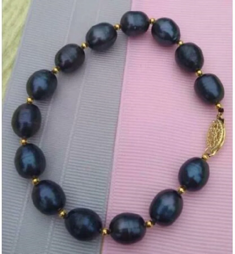 

HOT SELL 7.5-8" Natural AAA Tahitian Genuine Black Pearl Bracelet