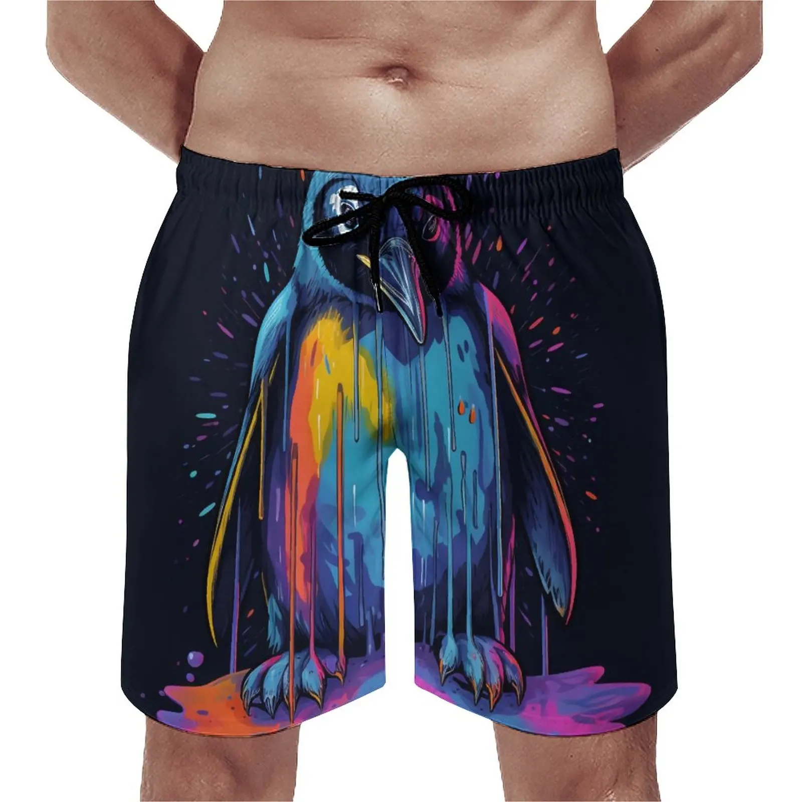 

Penguin Board Shorts Summer Psychadelic Grafitti Sports Beach Shorts Men's Comfortable Funny Graphic Large Size Beach Trunks