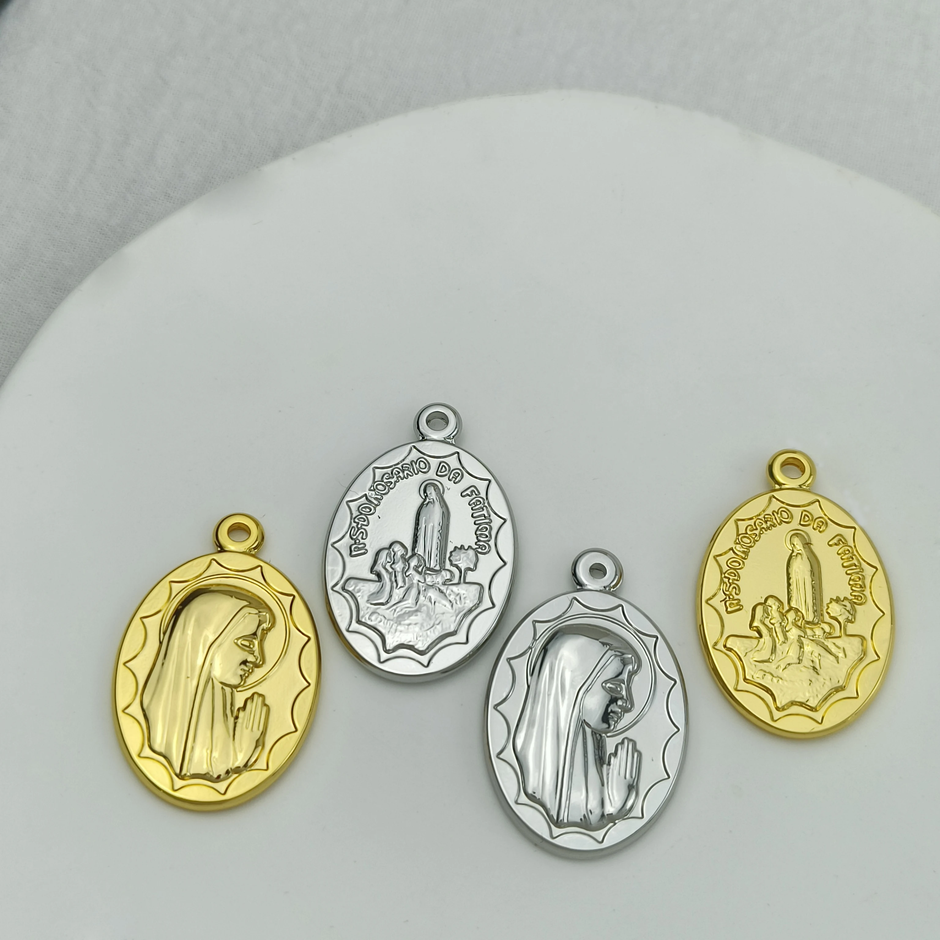 

Stainless Steel Oval Virgin Mary Pendants Charms Necklace Bracelet Earrings for Womens DIY Jewelry Making Amulets Accessories