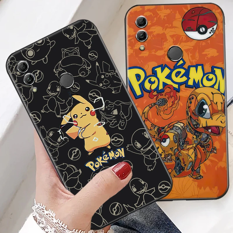 

Cartoon Pokémon Phone Case For Huawei Honor 30S 30 Lite Pro 20 V20 20i 20 Lite 10 V10 10i 10 Lite Carcasa Liquid Silicon Black