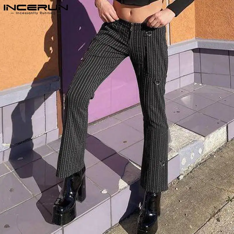 

Handsome Well Fitting Men's Pantalons INCERUN 2023 Fashion Male Pants Casual Streetwear Style Striped High Waist Trousers S-5XL