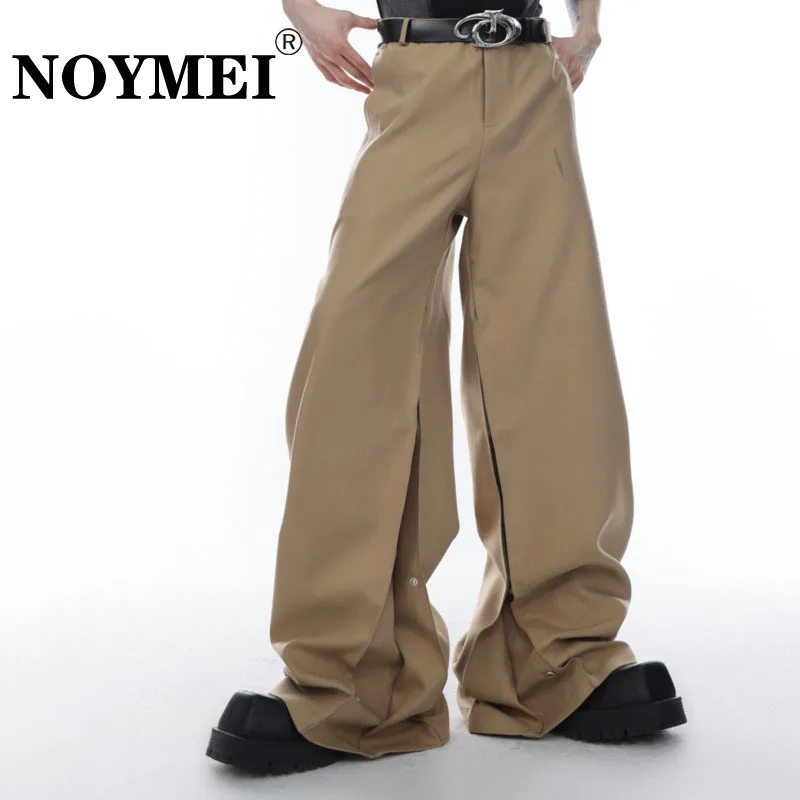 

NOYMEI Niche Metal Button Design Sense Suit Pants Loose Straight Trousers High Waisted Casual Men Solid Color Korean Chic WA1505
