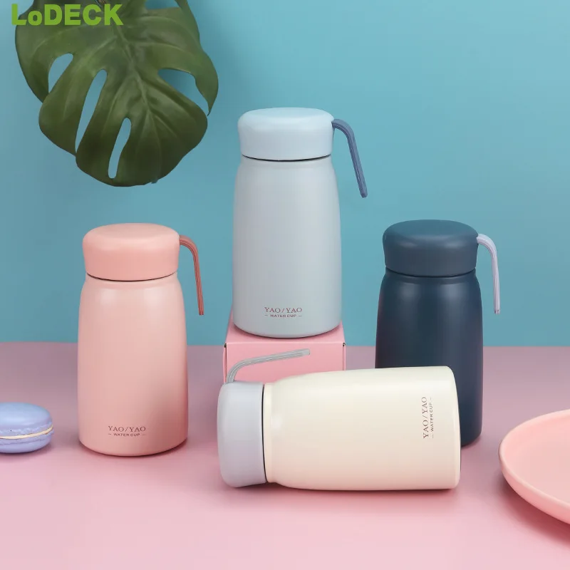 

Simple Small Capacity Thermos Flask Solid Color Potbelly Portable Outdoor Stainless Steel Water Cup Girls Holiday Gift