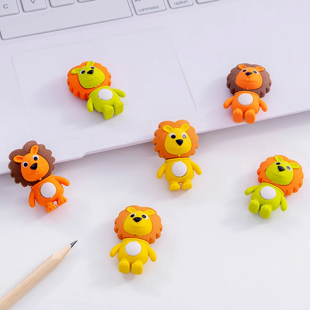 

Kids Pencils Lion Pencil Erasers Mini Animal Erasers Puzzle Erasers Desk Pets Treasure Box Toys Classroom Prizes Gifts