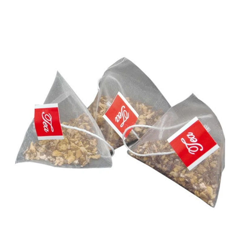 100PCS Empty Heat Sealing Nylon Pyramid Tea Filter Bags for Loose Tea Simple To