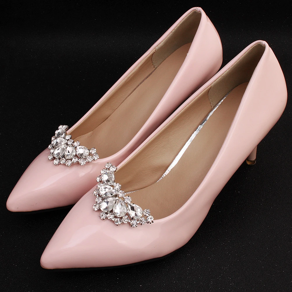 1PC Shiny Crystal Shoes Decorations Clip Women High Heel Rhinestone Charm Buckle Bag Pendant Brooch Wedding Bride Accessories