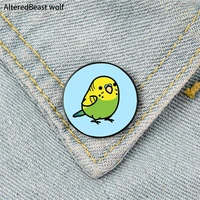 chubby green budgie male pin custom funny brooches shirt lapel bag cute badge cartoon cute jewelry gift for lover girl friends