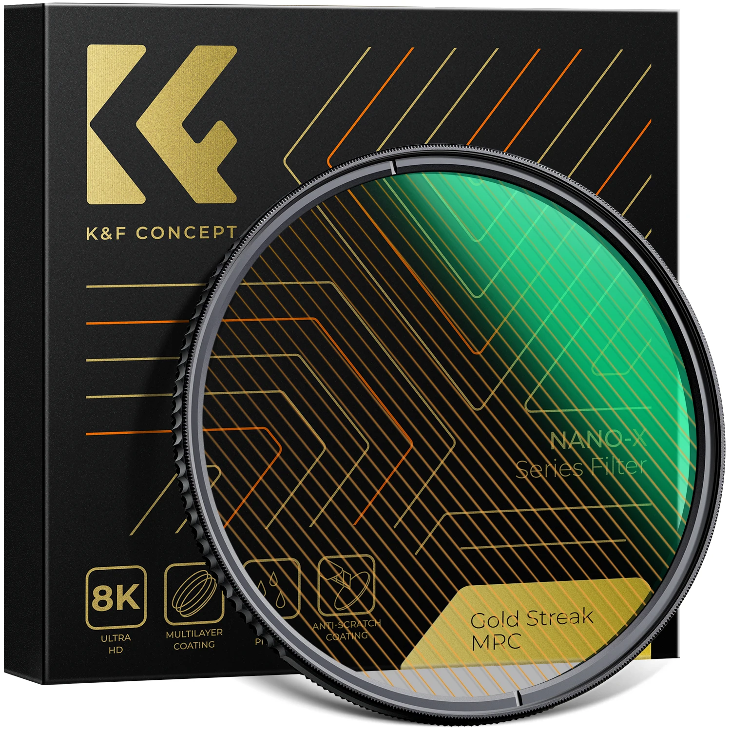 K & F Concept 67 мм фильтр с золотыми полосками 2 77 82 специальных эффектов научной