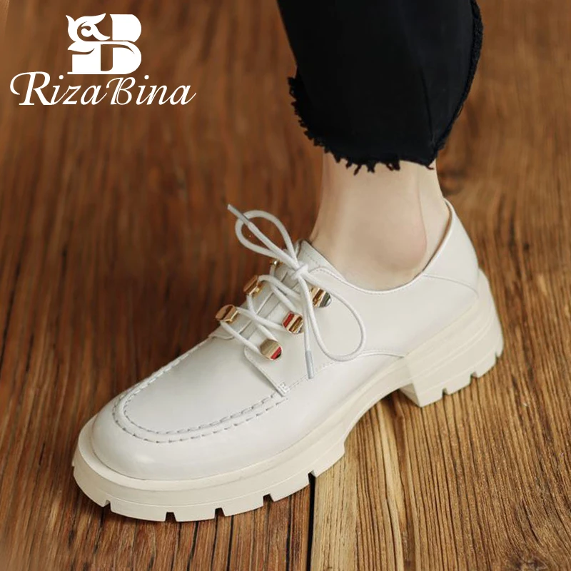 

RIZABINA Women Pumps Real Leather 2022 Ins Spring Heels Shoes For Woman Fashion Office Lady Casual Daily Footwear Size 34-39